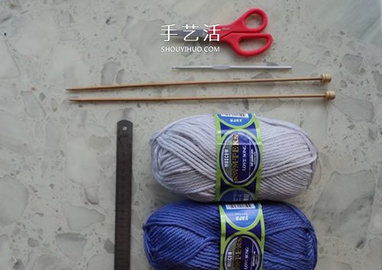 两种毛线搭配 手工编织漂亮地板鞋的织法图解(图2)
