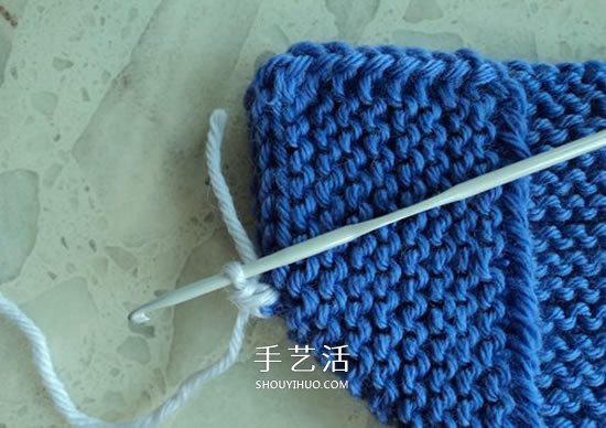 两种毛线搭配 手工编织漂亮地板鞋的织法图解(图13)