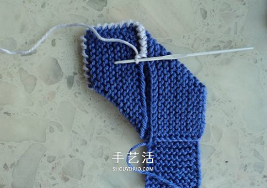 两种毛线搭配 手工编织漂亮地板鞋的织法图解(图15)