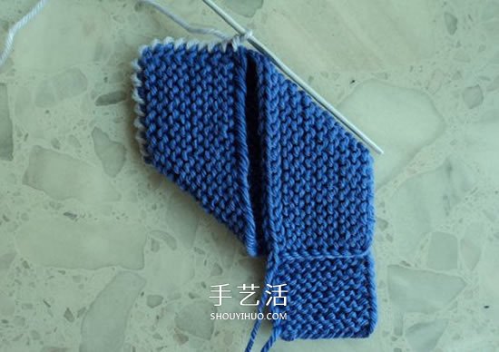 两种毛线搭配 手工编织漂亮地板鞋的织法图解(图14)