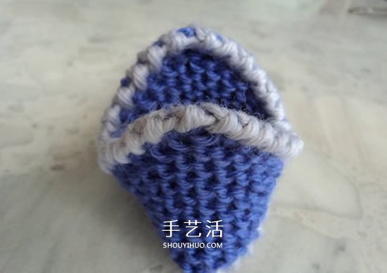 两种毛线搭配 手工编织漂亮地板鞋的织法图解(图22)