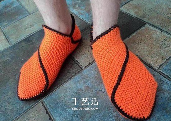 两种毛线搭配 手工编织漂亮地板鞋的织法图解(图26)