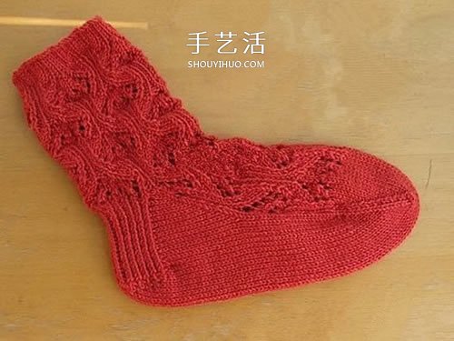 带花纹宝宝袜子的织法 棒针编织婴儿袜图解 - 双维造物网
