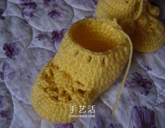 婴儿毛线保暖鞋子的织法 单色就已经很好看！(图14)