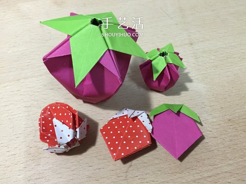 简单又可爱！两种草莓的折纸方法图解步骤 - 双维造物网