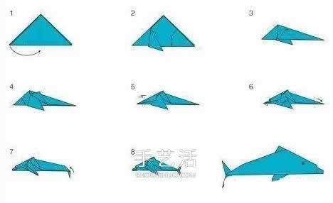 儿童简单纸玩具制作 可以控制海豚游来游去(图4)