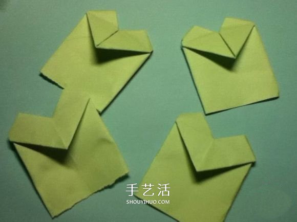 折叠四个爱心 组合成代表幸运的四叶草图解(图20)