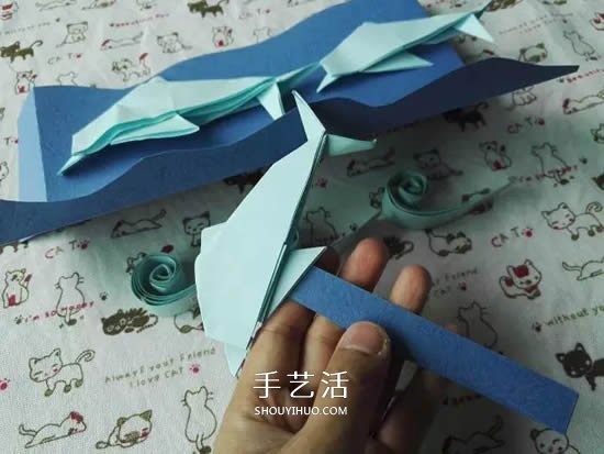 儿童简单纸玩具制作 可以控制海豚游来游去(图16)