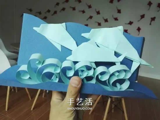 儿童简单纸玩具制作 可以控制海豚游来游去(图24)