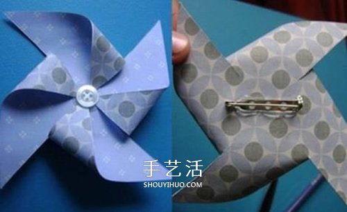 最简单纸风车的折法图解 可爱的儿童胸花DIY(图5)