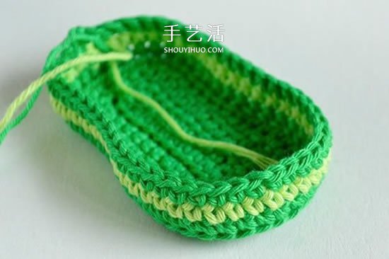 给脚踝也提供保暖！简洁好看宝宝毛线鞋织法(图10)