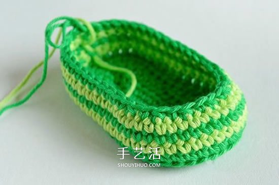 给脚踝也提供保暖！简洁好看宝宝毛线鞋织法(图12)