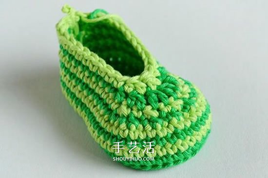 给脚踝也提供保暖！简洁好看宝宝毛线鞋织法(图15)