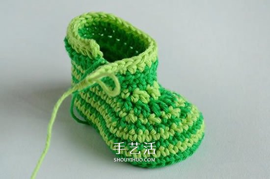 给脚踝也提供保暖！简洁好看宝宝毛线鞋织法(图17)