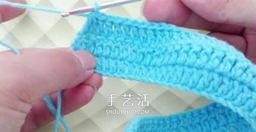 冬天看电视时保护脚 手工钩针编织保暖袜教程(图11)