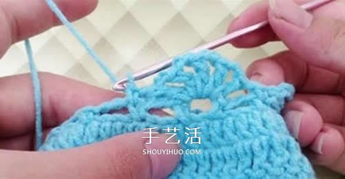 冬天看电视时保护脚 手工钩针编织保暖袜教程(图17)