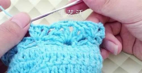冬天看电视时保护脚 手工钩针编织保暖袜教程(图18)