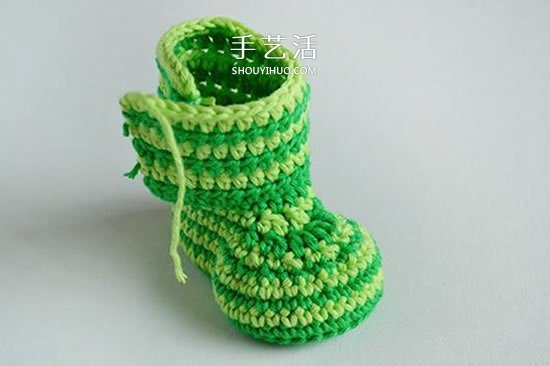 给脚踝也提供保暖！简洁好看宝宝毛线鞋织法(图18)