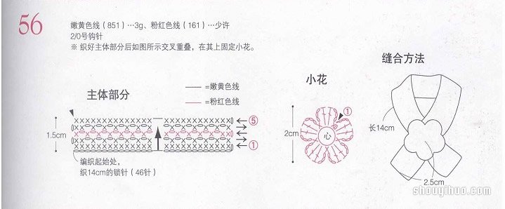 迷你款针织宝宝手套、围巾、披肩针法图解(图5)