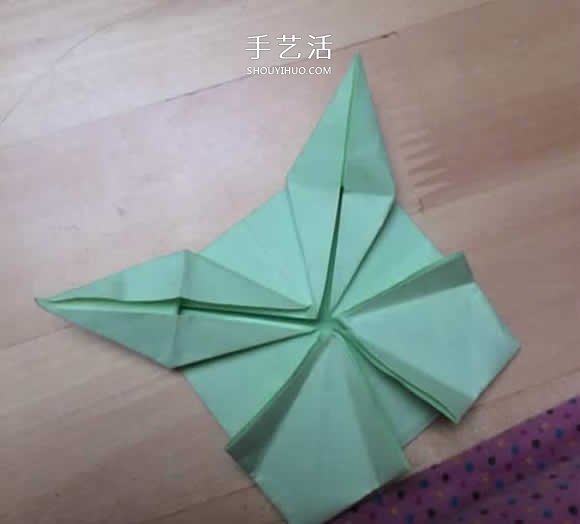 旋转纸陀螺怎么折图解 简单花型陀螺折纸教程(图22)