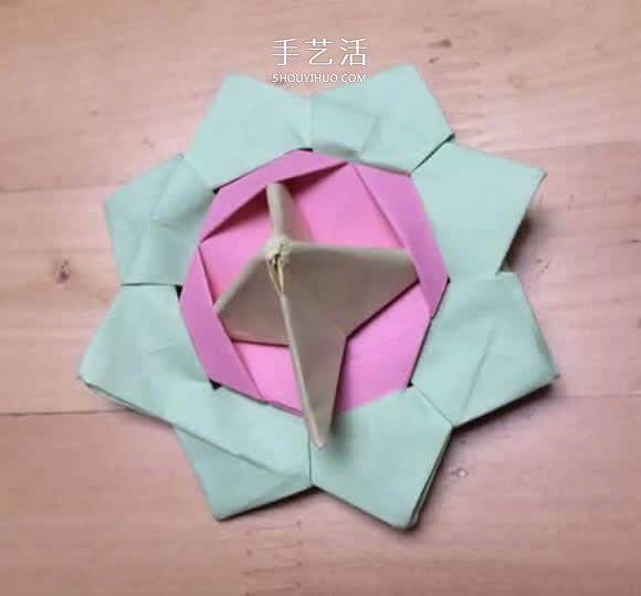 旋转纸陀螺怎么折图解 简单花型陀螺折纸教程(图46)