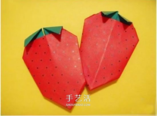 儿童折纸草莓的教程 简单草莓怎么折图解 - 双维造物网