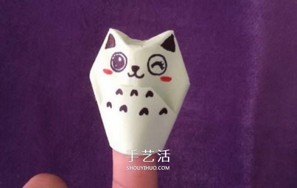 简单的小动物手偶折纸 做出可爱的猫咪手偶 - 双维造物网