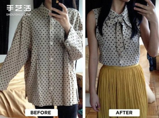 宽大旧衬衫改裙子的方法 旧衬衫改造裙子DIY - 双维造物网