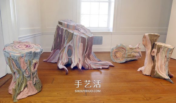 思念故人！过世父亲的旧衣物制作成树桩装置(图3)