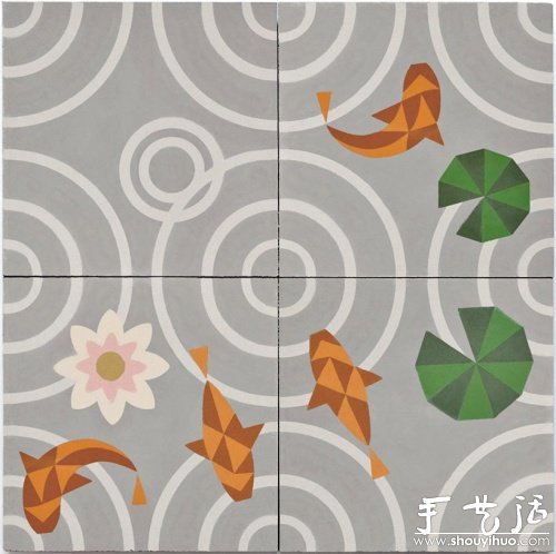 湖面“落雨”地砖制作(图2)