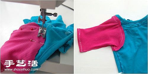 宝宝旧衣服改造教程 DIY简单的撞色宝宝衣(图9)