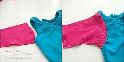 宝宝旧衣服改造教程 DIY简单的撞色宝宝衣(图8)
