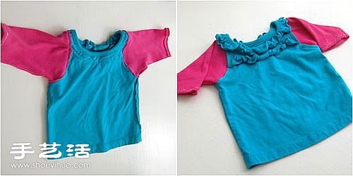 宝宝旧衣服改造教程 DIY简单的撞色宝宝衣(图10)