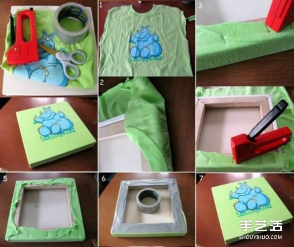 旧T恤改造装饰画DIY T恤装饰画的做法图解教程 - 双维造物网