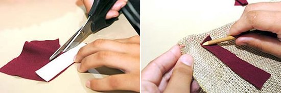 利用旧衣服和麻布DIY手工制作脚垫地毯教程(图3)
