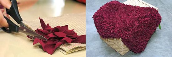 利用旧衣服和麻布DIY手工制作脚垫地毯教程(图8)