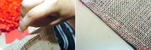 利用旧衣服和麻布DIY手工制作脚垫地毯教程(图2)