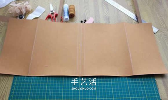 水洗牛皮纸手工制作复古拼色风书套的教程(图4)