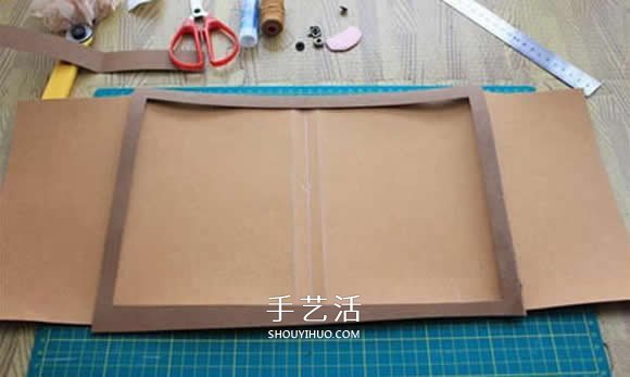 水洗牛皮纸手工制作复古拼色风书套的教程(图5)