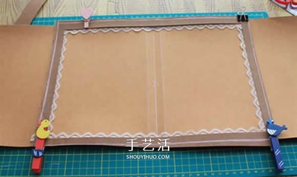 水洗牛皮纸手工制作复古拼色风书套的教程(图8)