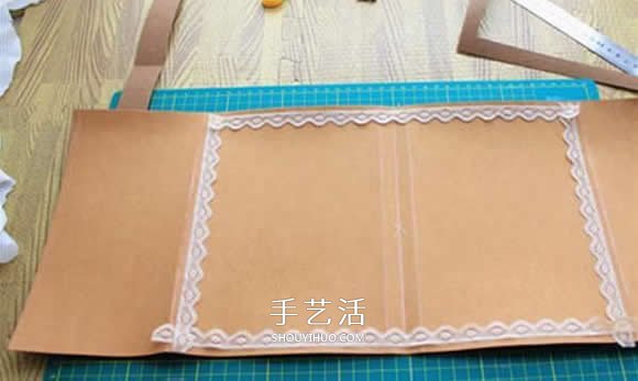 水洗牛皮纸手工制作复古拼色风书套的教程(图7)