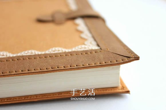 水洗牛皮纸手工制作复古拼色风书套的教程(图10)