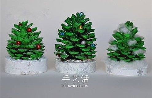 自制松果圣诞树装饰品的方法教程 - 双维造物网