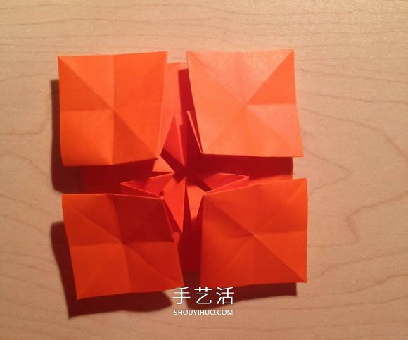 立体组合刺球的折法 带刺花球的折纸图解(图13)