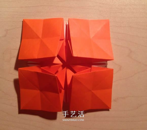 立体组合刺球的折法 带刺花球的折纸图解(图16)