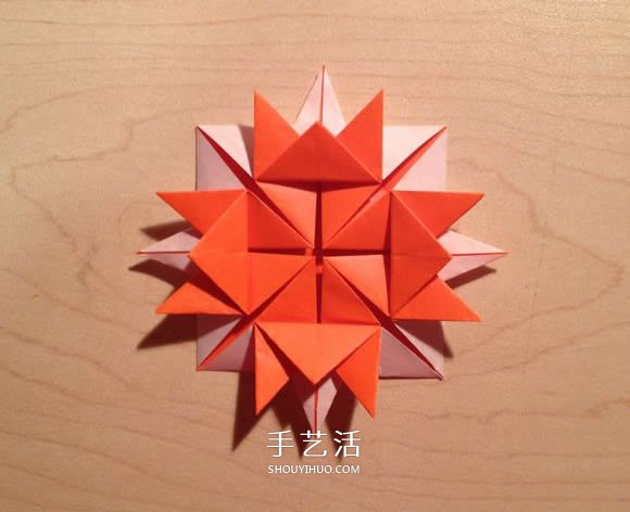 立体组合刺球的折法 带刺花球的折纸图解(图21)