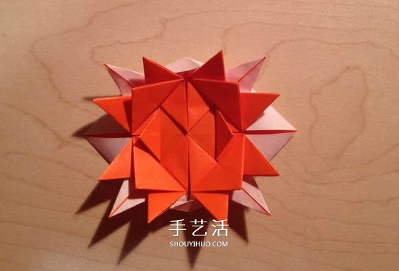 立体组合刺球的折法 带刺花球的折纸图解(图23)