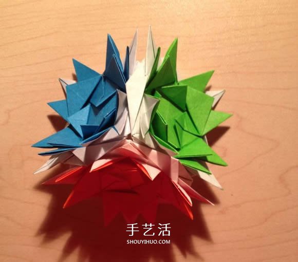 立体组合刺球的折法 带刺花球的折纸图解(图29)