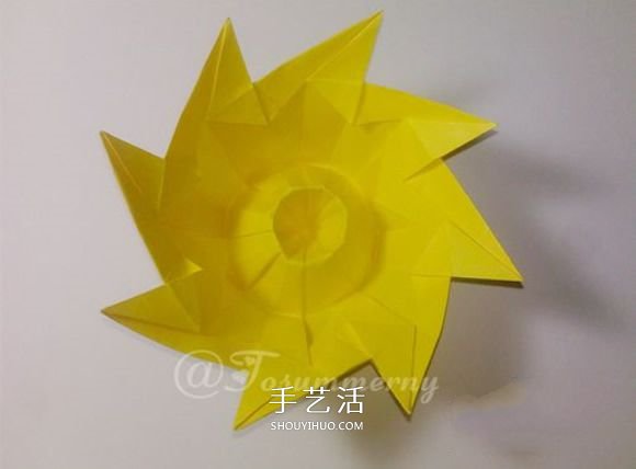 冬日里的暖阳！手工折纸立体太阳的折法图解(图16)