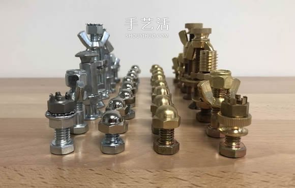 创意紧固件DIY！用螺丝螺帽制作国际象棋(图10)